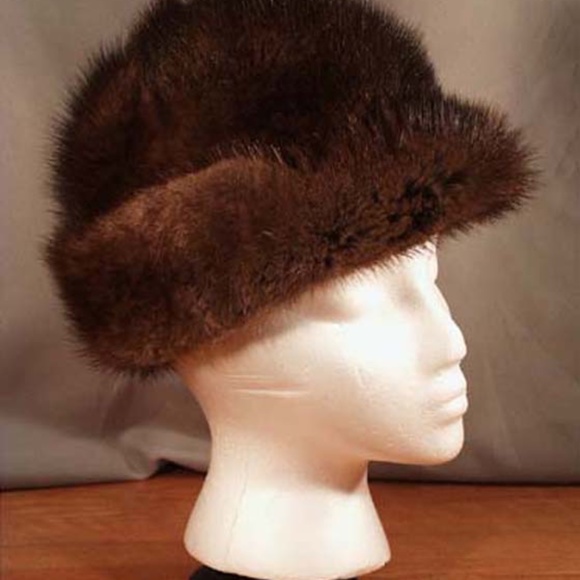 MINK CLOCHE HAT, MADE IN FRANCE, HALF BRIM, BROWN, LADIES MEDIUM, LOOKS NEVER WO - Picture 1 of 1